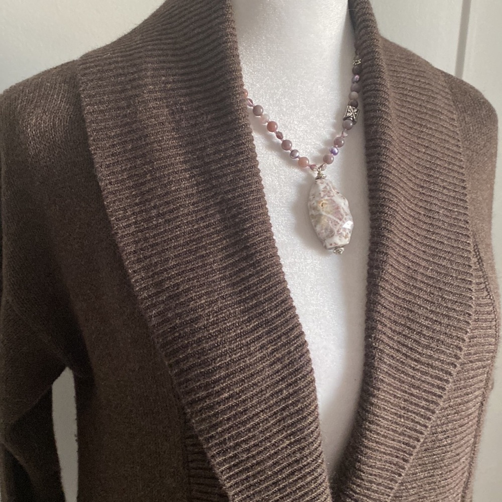 Vintage Banana Republic Women’s Long Wide Collar Surplice Angora Blend Sweater - Picture 7 of 8